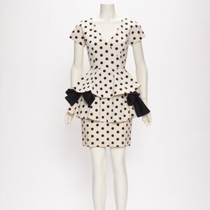 Vintage 80s Guy Laroche stunning polka dot cocktail dress